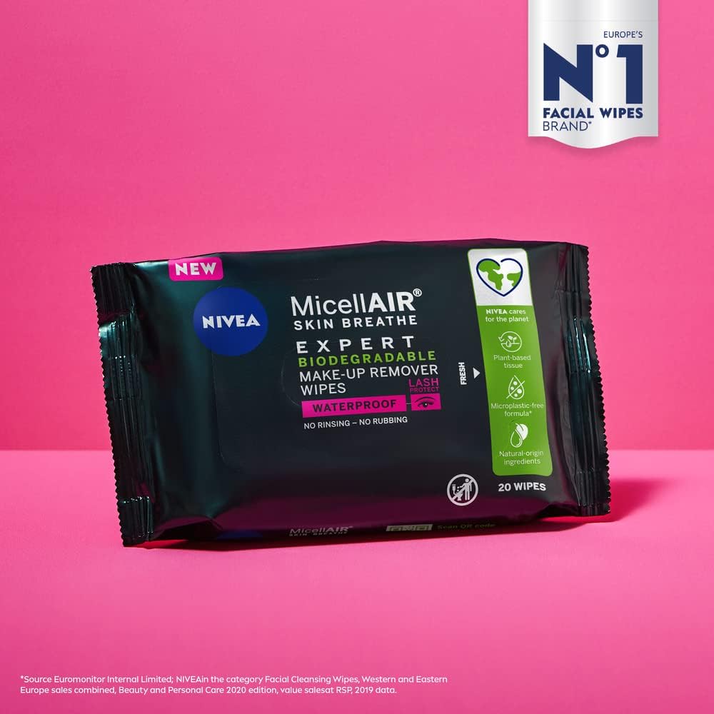 NIVEA MicellAIR Professional Biológiailag Lebomló Sminklemosó Törlőkendő – Hatékony Sminkeltávolítás és Gyengéd Arcápolás