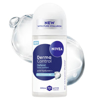 NIVEA Derma Control Defend 72h Izzadásgátló Golyós Dezodor Hialuronsavval 50 ml – Fejlett Védelem és Bőrápolás