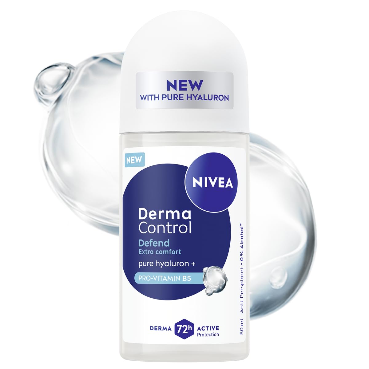 NIVEA Derma Control Defend 72h Izzadásgátló Golyós Dezodor Hialuronsavval 50 ml – Fejlett Védelem és Bőrápolás