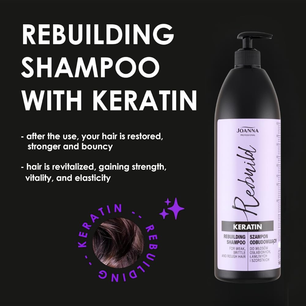 Joanna Professional Keratin Reconstructing Sampon 1000 ml – Keratinos Regeneráló Sampon Sérült és Töredezett Hajra