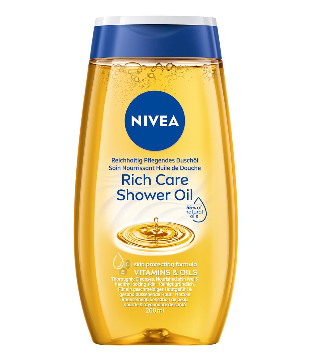 NIVEA Natural Oil Tusolóolaj 200 ml – Intenzív Hidratálás és Selymesen Puha Bőr