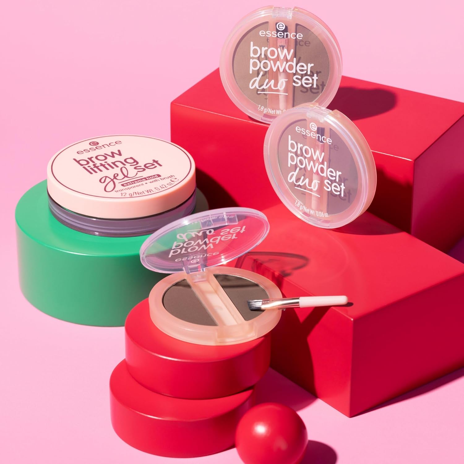 Essence szemöldökemelő gélkészlet, szemöldökgél, átlátszó, tartós, definiáló, fixáló, áttetsző, vegán, mikroműanyag részecskék és nanorészecskék nélkül, illatanyagmentes, 12g