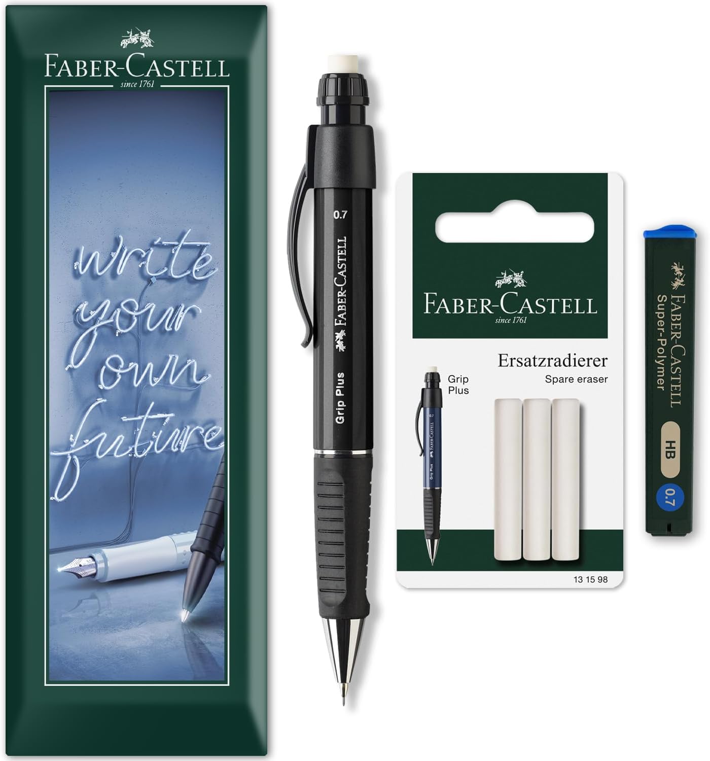 Faber‑Castell 130733 HB Graphite Pencil with Eraser (Black)