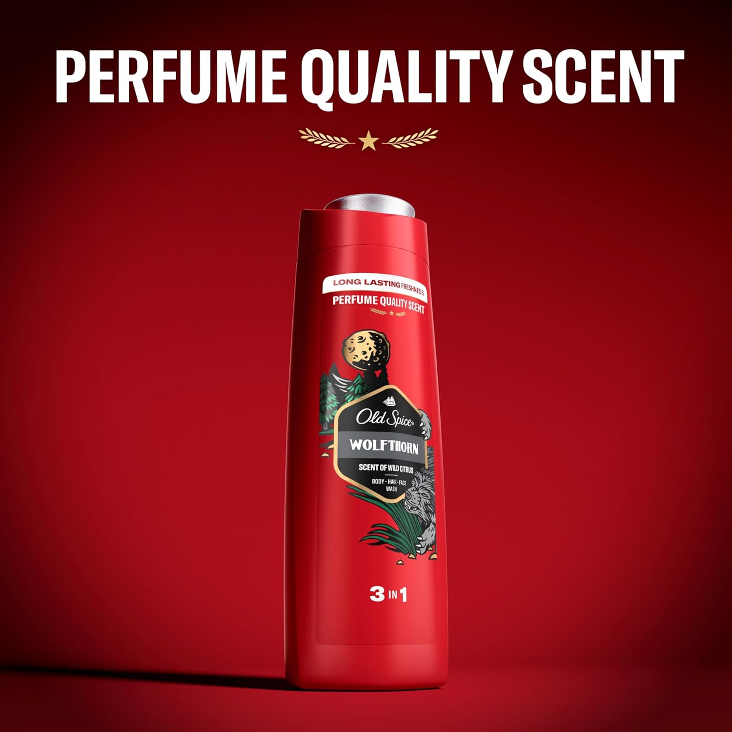 Old Spice Wolfthorn 3 az 1-ben Tusfürdő, Sampon és Arclemosó 400 ml – Férfias Frissesség Egész Nap