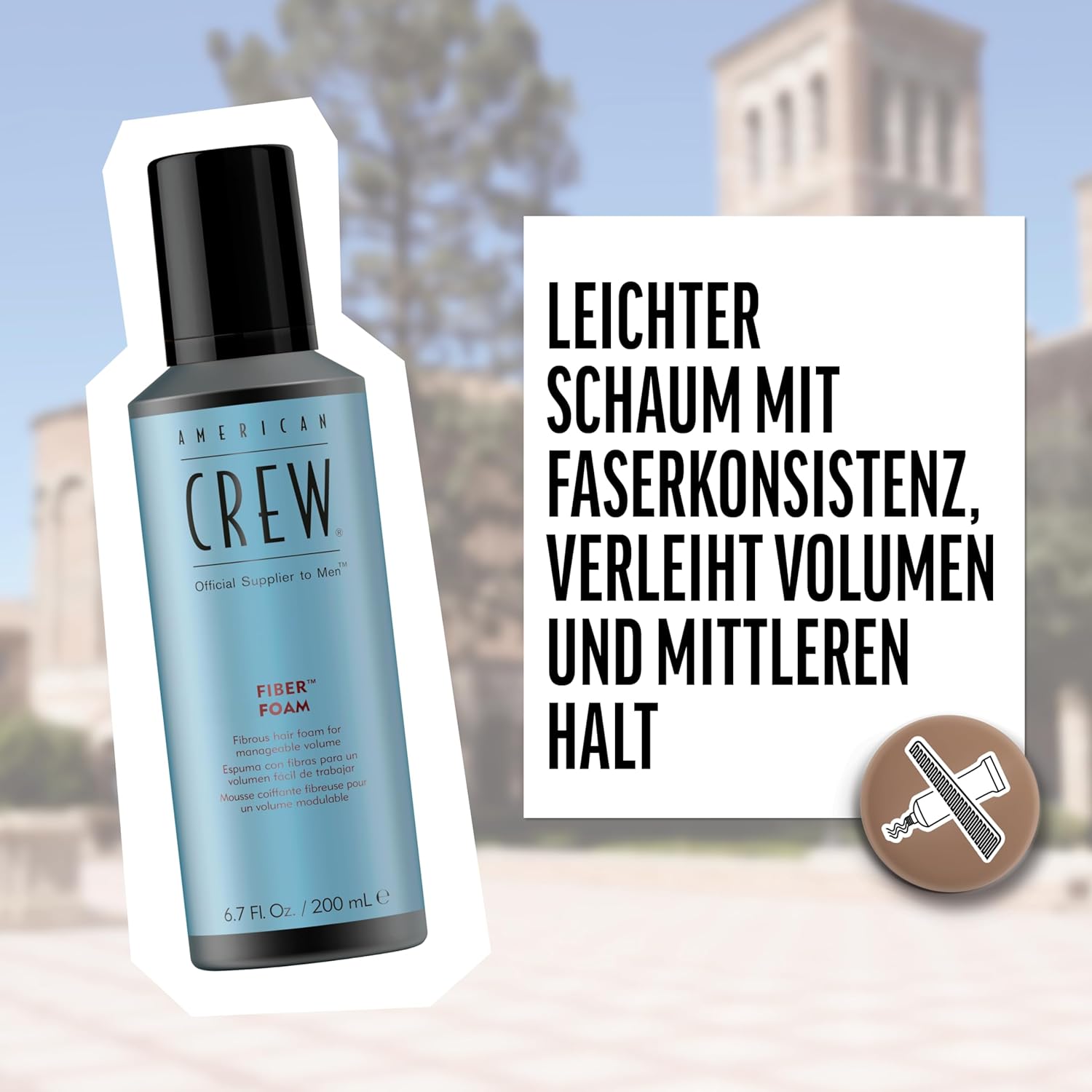 AMERICAN CREW Fibre Foam 200ml Hajformázó hab férfiaknak Közepes tartású hajtermék Hajformázó termék struktúra, volumen és természetes fényért hővédelemmel