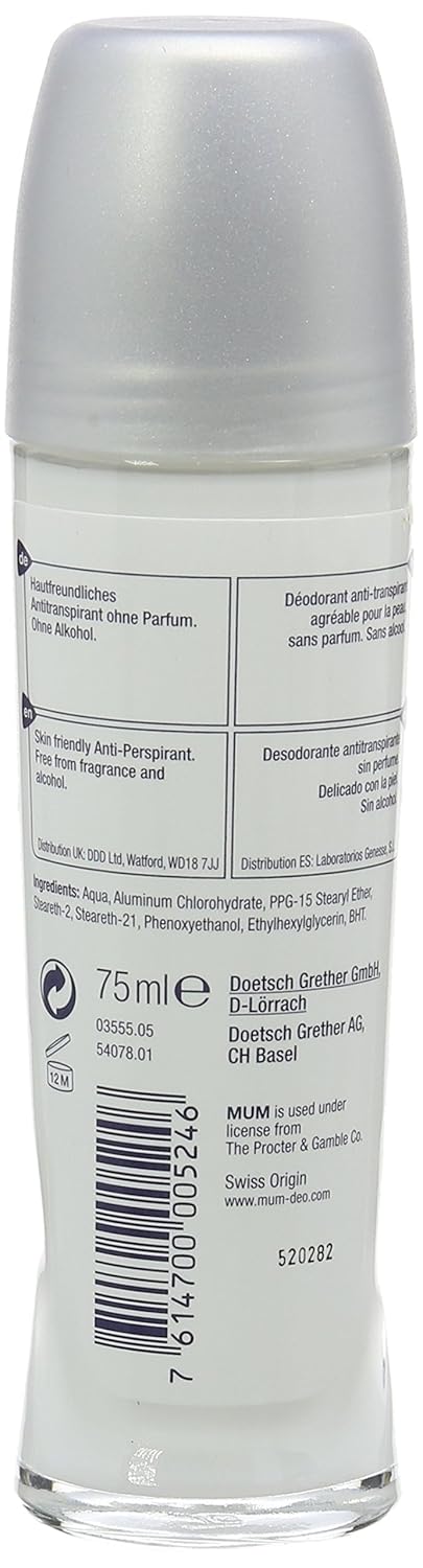 Mum Extra Fill illatmentes golyós dezodor 75 ml – 48 órás izzadásgátló érzékeny bőrre