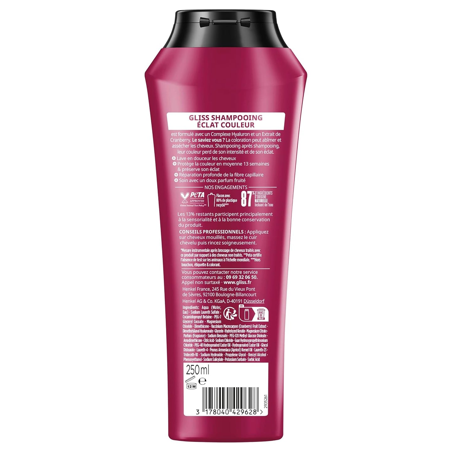 Schwarzkopf Gliss Color &amp; Brilliance sampon 250ml – Színvédő sampon fényes, festett hajra