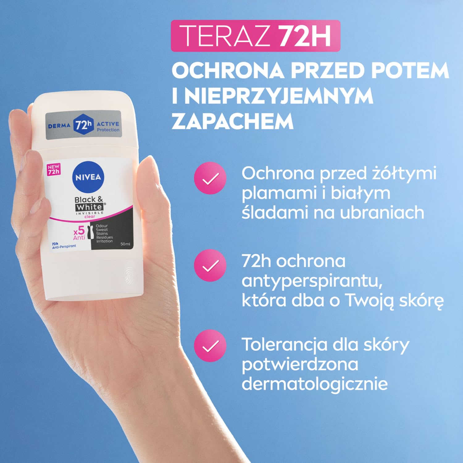 NIVEA Black & White Invisible Clear 48H Izzadásgátló Nőknek 50 ml