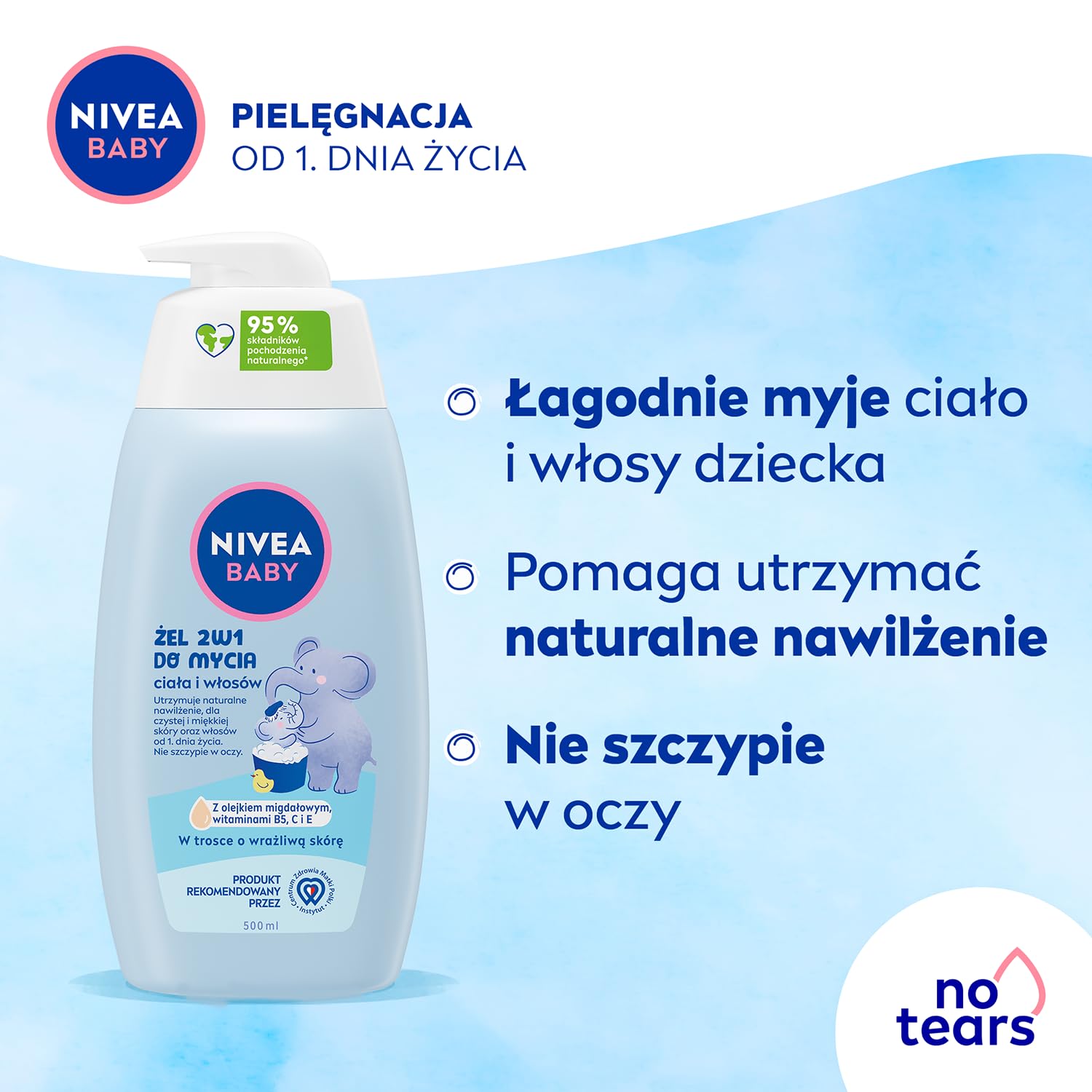 NIVEA Baby 2 az 1-ben Fürdető és Sampon Pumpás Kiszerelésben – Gyengéd Tisztítás Babák Számára