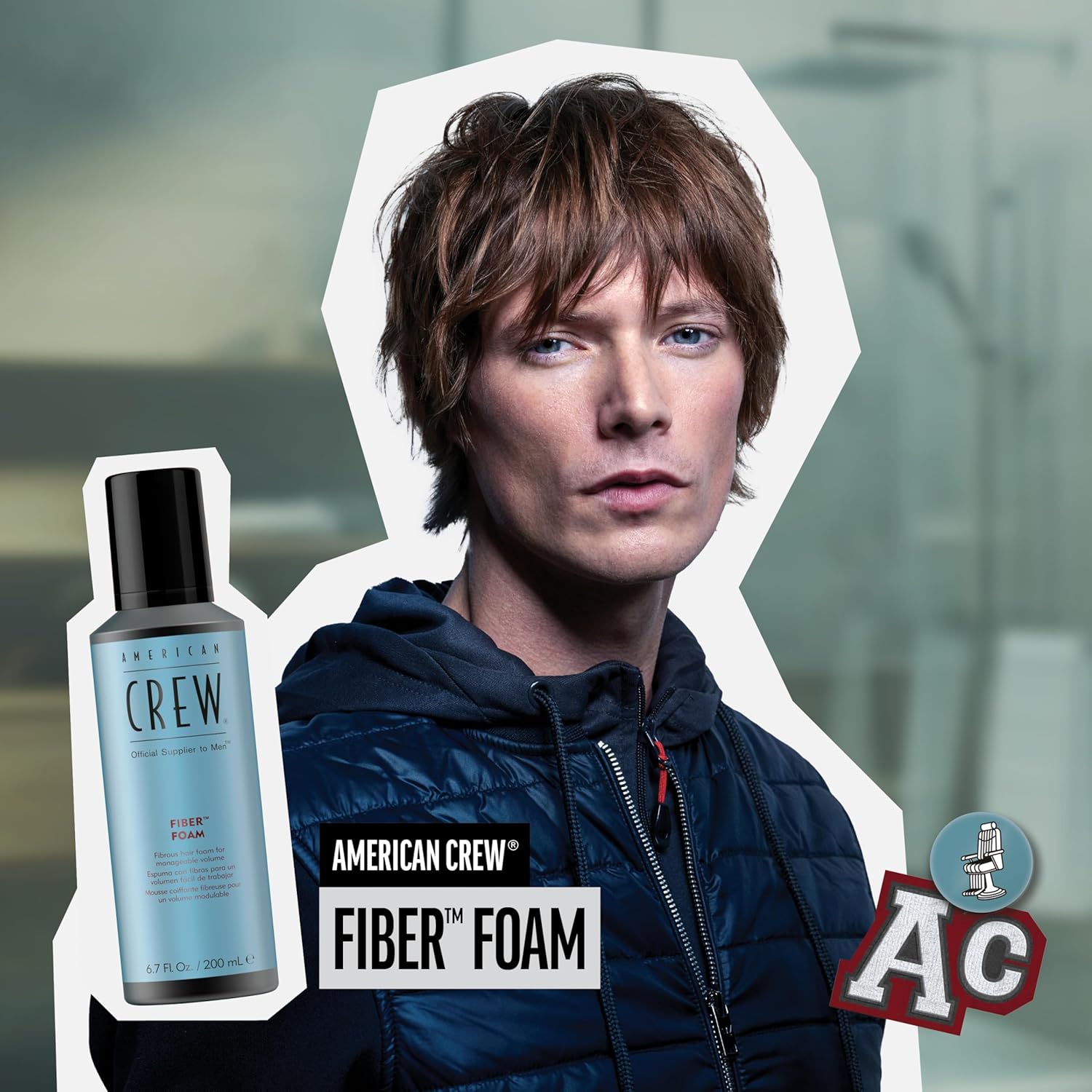 AMERICAN CREW Fibre Foam 200ml Hajformázó hab férfiaknak Közepes tartású hajtermék Hajformázó termék struktúra, volumen és természetes fényért hővédelemmel