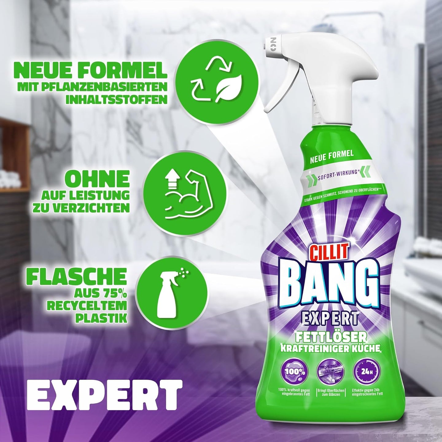 Cillit Bang Zsíroldó Spray 750 ml – Erőteljes Tisztító Makacs Zsírszennyeződések Ellen