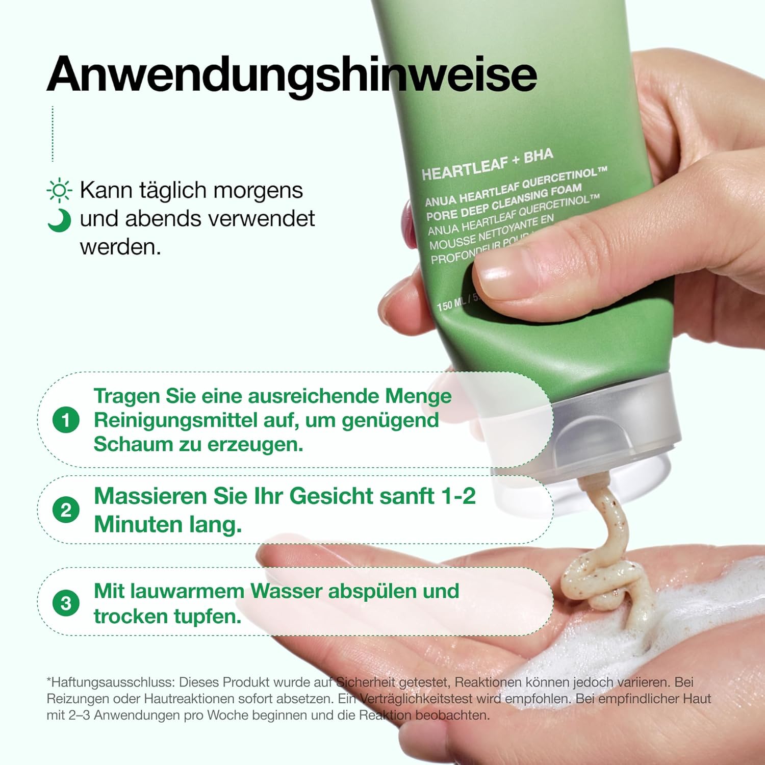 Anua Heartleaf Quercetinol Pore Deep Cleansing Foam 150 ml – Mélytisztító Arctisztító Hab Pórustisztító Hatással
