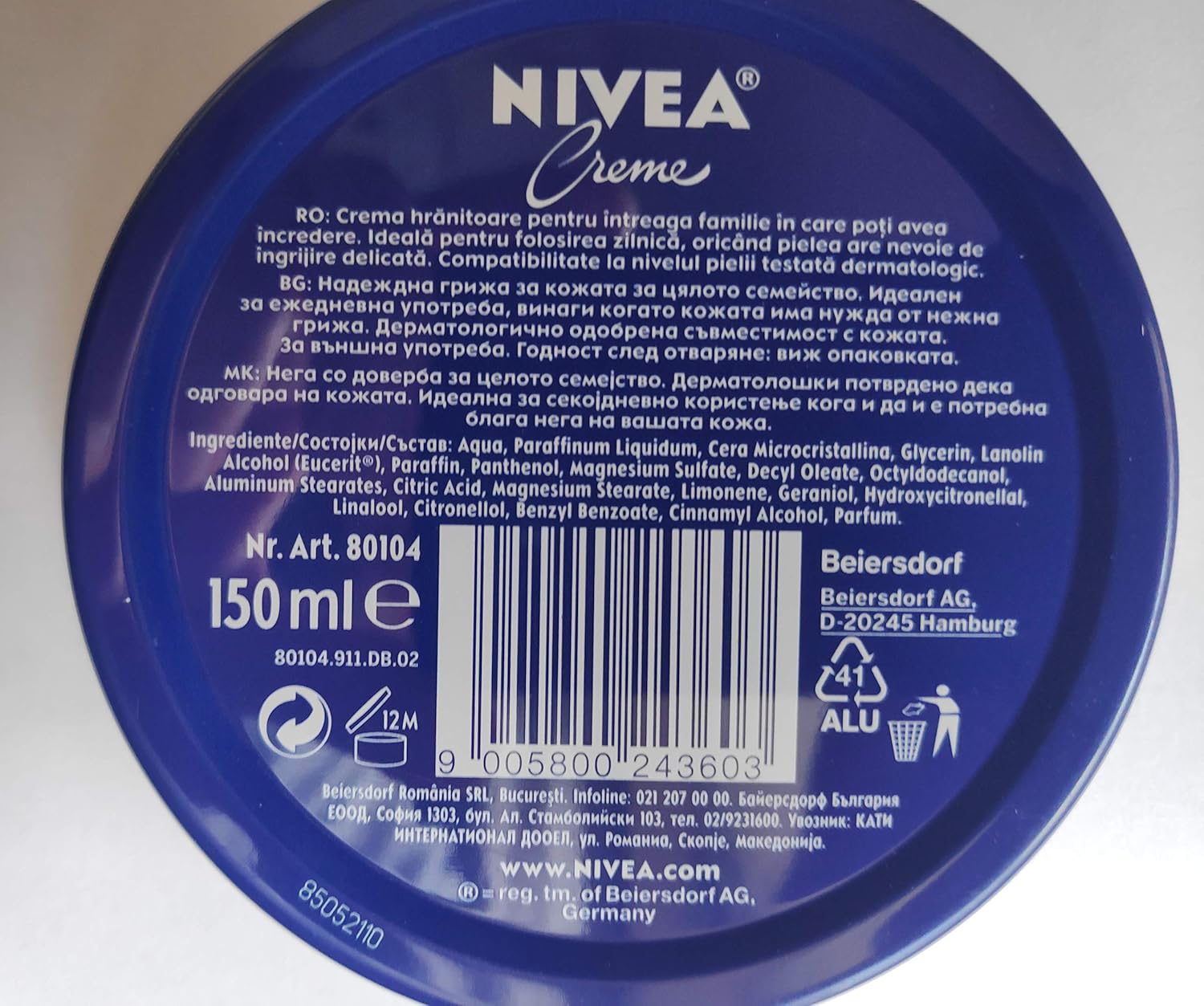 NIVEA MEN CREME REAL MADRID Univerzális Krém Arcra, Testre és Kézre 150 ml