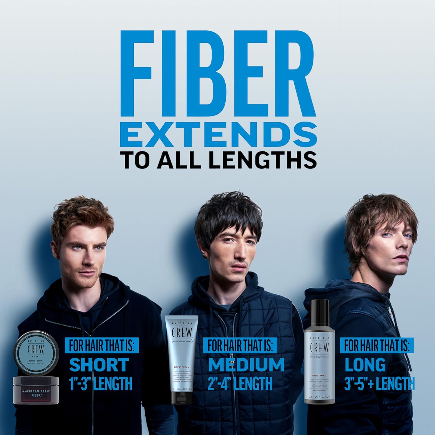 AMERICAN CREW Fibre Foam 200ml Hajformázó hab férfiaknak Közepes tartású hajtermék Hajformázó termék struktúra, volumen és természetes fényért hővédelemmel