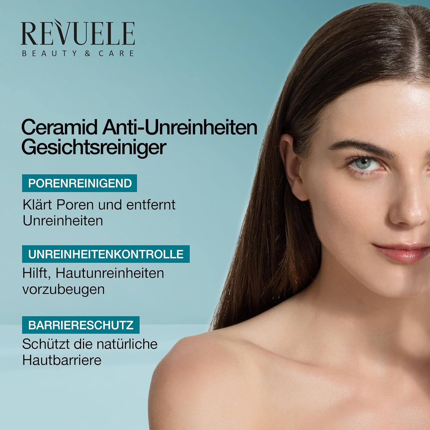 REVUELE Ceramide Arctisztító Gél 250 ml – Gyengéd Tisztítás és Bőrbarrier Védelem