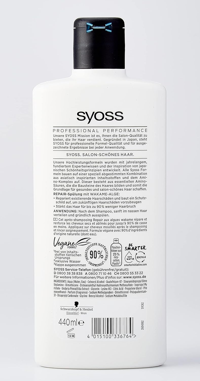 Syoss Repair Hajbalzsam Száraz és Sérült Hajra 440 ml – Intenzív regenerálás és hidratálás