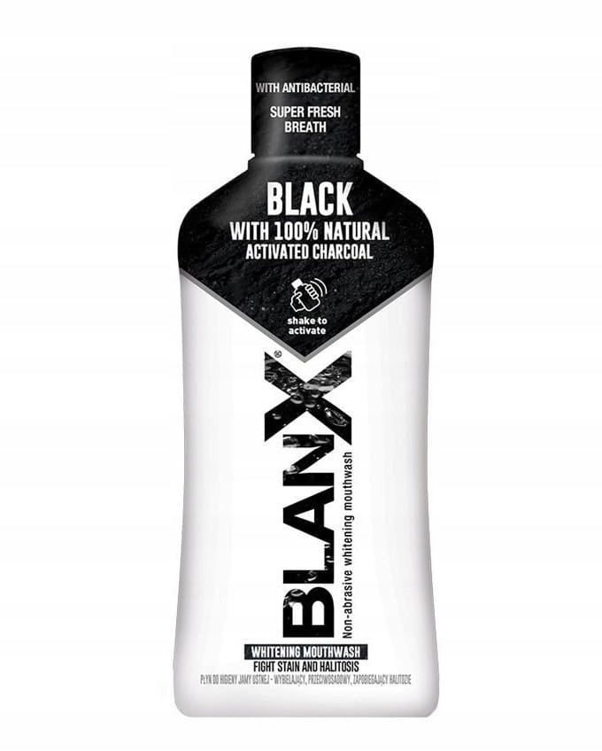 BlanX Black Mouthwash 500 ml – Fehérítő Szájvíz Aktív Szénnel és Izlandi Zuzmóval