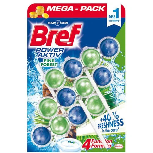 Bref Power Active 3x50 g – WC Illatosító és Tisztító Blokk