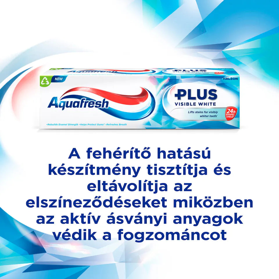 Aquafresh Plus Visible White Fogkrém Fluoriddal 75 ml – Látható Fehérítés és Mélytisztítás