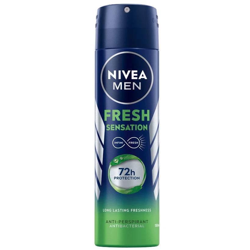 NIVEA MEN Fresh Active Izzadásgátló Spray 150 ml – Frissesség és 48 órás Védelem Férfiaknak